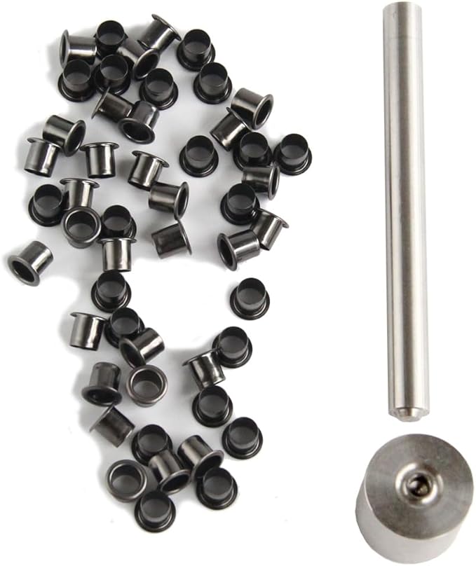 50PCS 7MM CNC Stainless Eyelet Rivets with 1 Set Punch Installation Tool Fit for Kydex Sheath Knife Case DIY Accessory