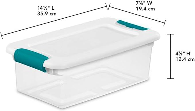 Sterilite 15 Qt Stackable Storage Box with Latching Lid 12 Pack Bundled with 6 Qt Plastic Organizing Bin with Latch Lid 12 Pack