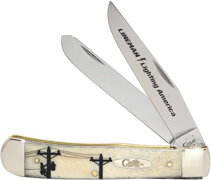 Case XX WR POCKET KNIFE AMERICAN LINEMAN NATURAL BONE TRAPPER - SECOND EDITION 4 1/8 INCHES CLOSED ITEM #9144560