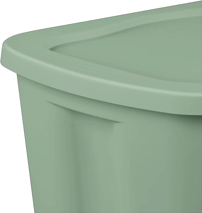 8 Pack 18 Gallon Plastic Storage Bins &amp Totes Stackable with Snap-On Lids for Home Garage Closet Basement Organization Containers (Green)