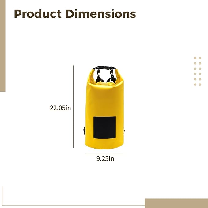 Yellow Dry Bag 20 L Waterproof Roll-Top Floating Dry Sack With Straps Pvc Backpack For Kayaking Boating Swimming Fishing And Beach