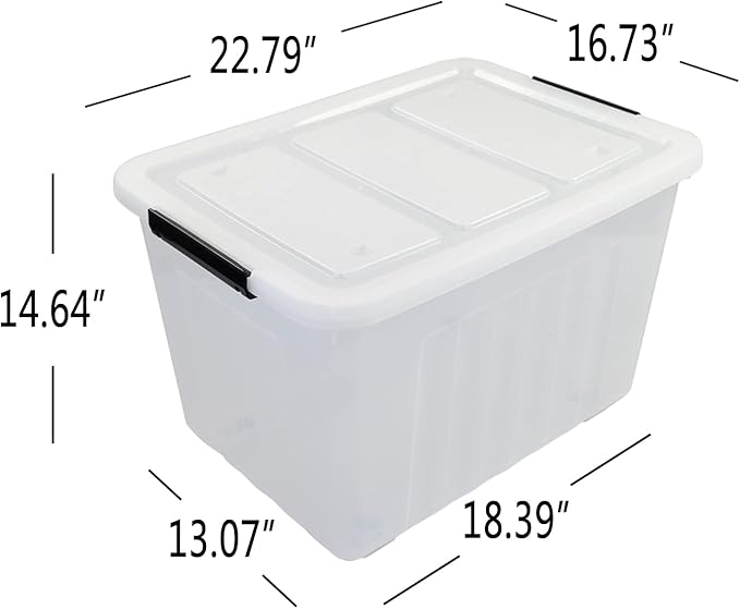 Large Plastic Storage Box with Lid 70 Quart 4 Packs