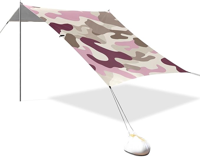Taupe Beach Tent &amp Canopy UPF50 Lightweight Large Sun Shelter with Sandbags &amp Sand Shovel for Family Trips Picnics &amp Camping
