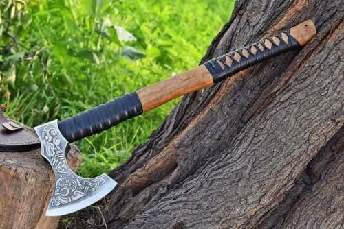 Handmade Carbon Steel Viking Axe for Hunting Bearded Camping Axe Outdoor Camping Axe