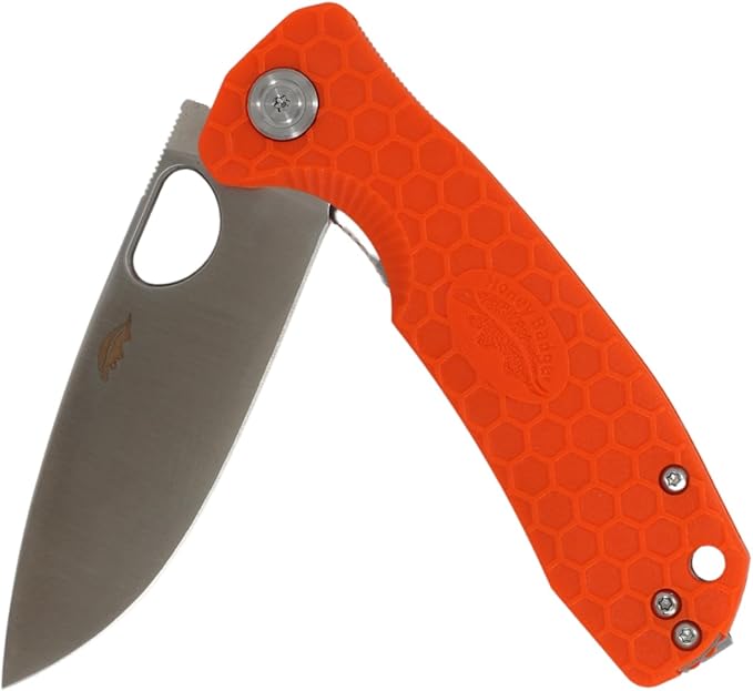 Honey Badger Large Pocket Knife EDC Drop Point Folding Utility Knife 3.6 Steel Blade Reversible Pocket Clip - (3.8oz) Drop Point Large Orange D2 HB1044