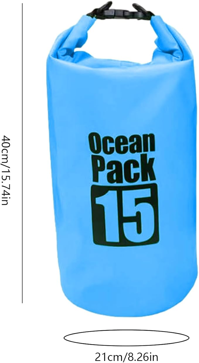 Waterproof Dry Bags for Beach 15L Roll Top Fishing Storage Water Sports Dry Sack for Kayakers Boaters Swimmers Fishermen Rafters Surfers Travelers Hikers Beach Trips Boating Swimming Kayaking