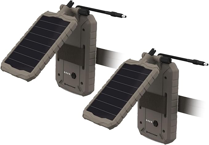 Stealth Cam Sol-Pak 3000mAh Solar Battery Pack with Adjustable T-Swivel Brackets Durable ABS Housing and LED Battery Indicator (2-Pack)
