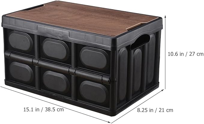 VICASKY Foldable Camping Storage Box with Lid Small Plastic Sundries Organizer 38.5x27x21cm Large Capacity Clothes Storage Container for Outdoor and Car Trunk Use