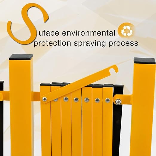 GYMTIME Metal Expandable Barricade Safety Barrier with Casters Retractable Traffic Fence Mobile Temporary Folding Security Gate for Outdoor Shopping Mall 23 Feet Yellow and Black