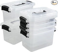 5.5 Quart Clear Small Plastic Storage Box Latch Storage Bin 6 Packs
