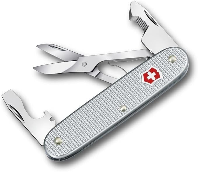 Victorinox Companion Slim Alox Pocket Tool 6 Functions Including Scissors Package Opener Screwdriver Swiss Made - Silver