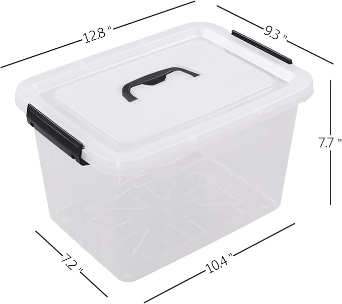 Cand 12 Quart Plastic Latching Box Clear Storage Bin with Lid 6 Packs