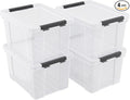 4 Pack 22 Quart Plastic Storage Box with Wheels Clear Storage Latch Box