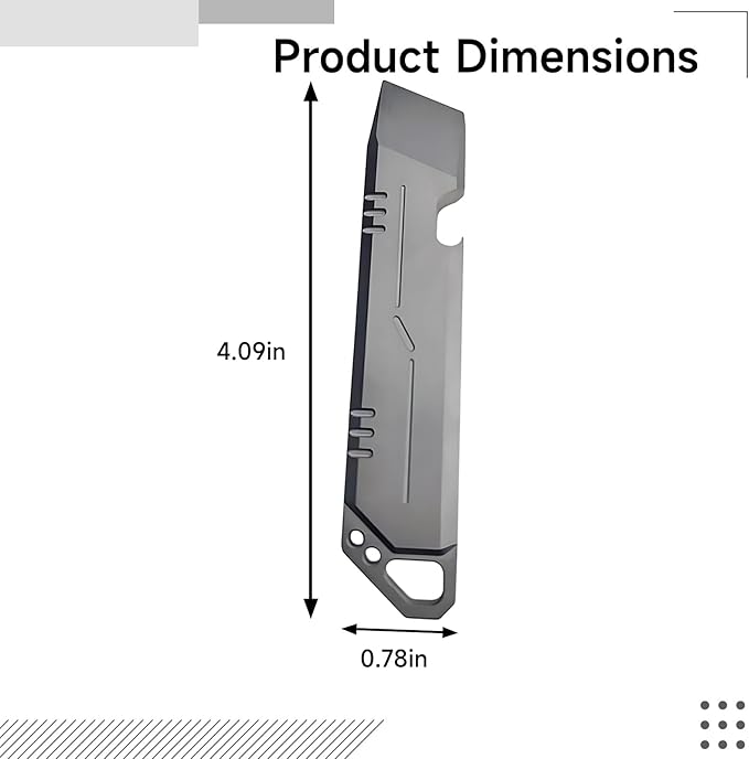 Keychain Prybar Tc4 Titanium Alloy Outdoor Multitool 4.09 in / 10.4 Cm Grey Bottle Opener Flathead for Everyday Camping Hiking Emergency Use