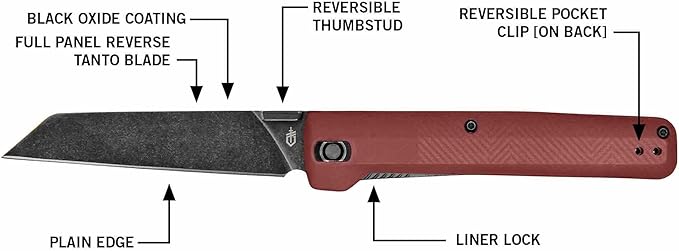 Gerber Gear Pledge Pocket Knife with Pocket Clip - 3.7 Full Panel Plain Edge Blade Folding Knife - EDC Gear and Equipment