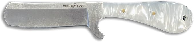 WHISKEY BENT HAT CO. Bullcutter 2 Fixed Blade Knife 440C Stainless Steel 3 Blade w/Leather Sheath (Pearl Snap)