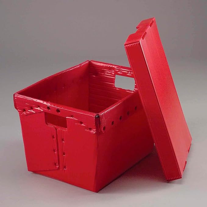 Global Industrial Postal Mail Tote Without Lid Corrugated Plastic Red 18-1/2x13-1/4x12 Lot of 10
