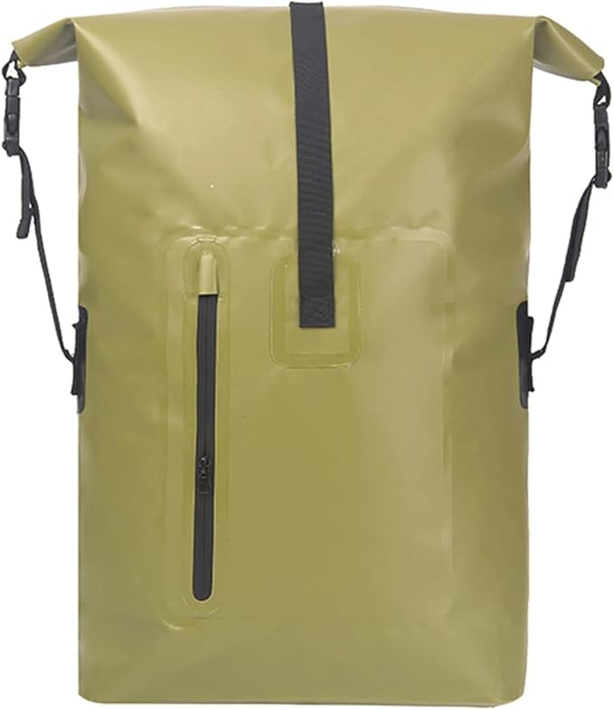 Floating Waterproof Drying Bag (40L) Roll-top Drying Bag Lightweight Dry Storage Bag with Zippered Pocket for Fishing (Color : Green)