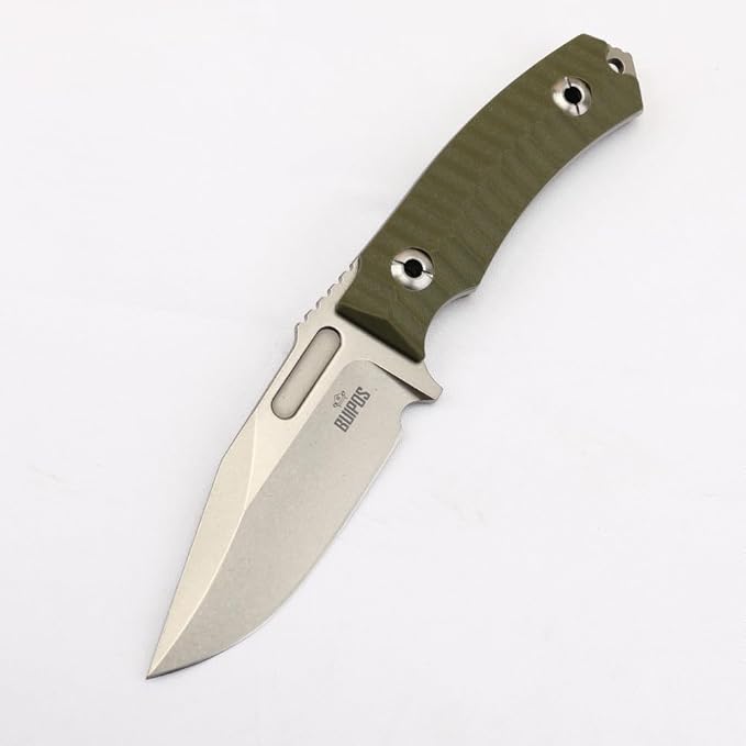 BD02 Fixed Edge Knife 22.9CM Stainless Steel Blade G10 Handle Full Edge EDC Tool Straight Knife for Work Camping Survival (Stone Wash Black Stone Wash White) (Green handle and white blade)