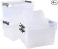 4 Pack 22 L Clear Plastic Storage Box with Wheels Latch Storage Bin with Lid