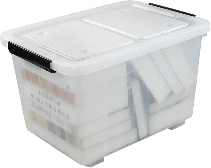 35 Quart Plastic Storage Bin 4 Packs Latching Storage Box with Wheels