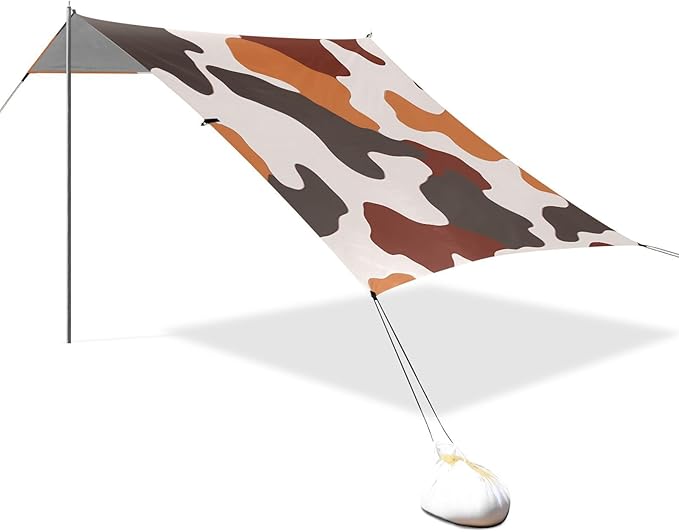 ALAZA Orange Red Cow Pattern Beach Tent Sun Shelter Portable Canopy Sunshade for Outdoor Camping Picnics Backyard Fun 10x9 ft