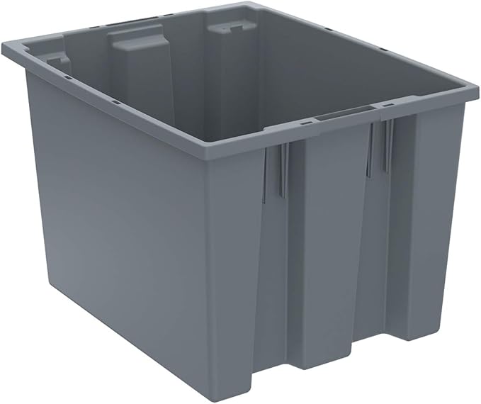 Akro-Mils 35195 Nest and Stack Plastic Storage Container and Distribution Tote (19-1/2-Inch L x 15-1/2-Inch W x 13-Inch H) Gray (6-Pack)