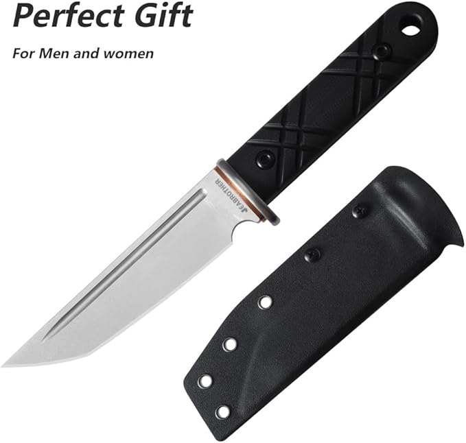 Fixed-Blade Knife with 14C28N Steel 5.03-Inch Blade &amp Kydex Sheath – The Ideal Choice for Outdoor Knives &amp Tools in Camping Fishing &amp Hiking Gear. (Black Blade)