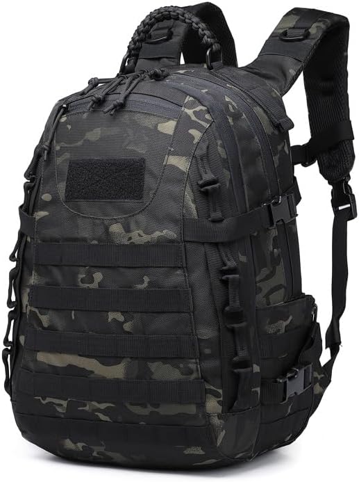 Tactical Backpack Military Molle Hiking 36-55L Waterproof Outdoor Military Fan Tactical Tactical Black Camouflage