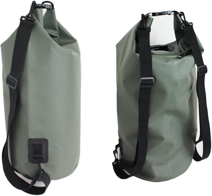 Whatnot Dry Bag Waterproof Bag Drum Shape Olive Solid Storage Bag Outdoor Fire Climbing Travel Shoulder Handbag Rucksack Back