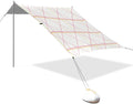 xigua Plaid Beach Tent Sun Shelter with Carrying Bag - Silver Coated Oxford Fabric Beach Canopy for Beach Camping Fishing - Includes Windproof Ropes Sandbags &amp Stakes
