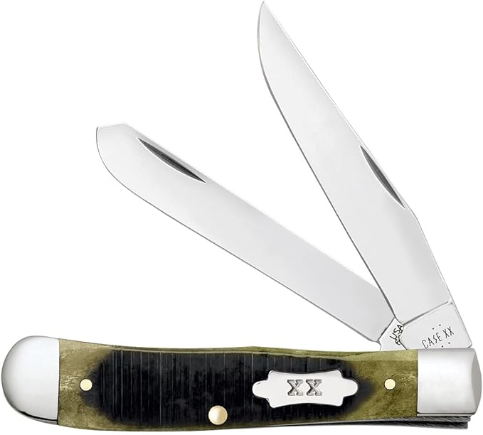 Case XX WR Pocket Knife Trapper Olive Green Bone Item #39230 (6254 SS) Length Close: 4 1/8 inches
