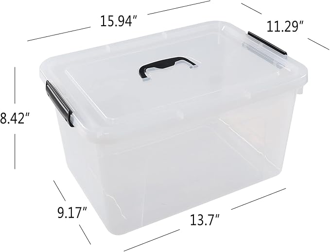 20-Quart Plastic Bins with Lid Clear Plastic Boxes with Handles 4-Pack