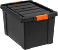 19 Gal Heavy Duty Plastic Storage Bins with Lockable Lids Storage Bin Plastic Storage Bins Stackable Latching Tote for Toolseasonal Items Sports Equipment Black