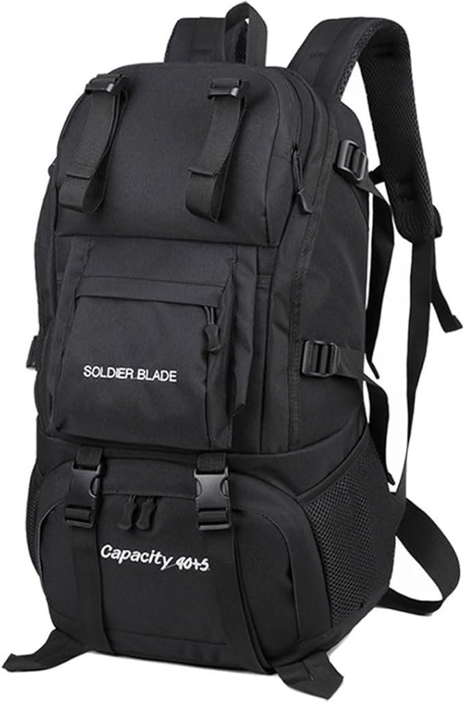 LINGYUE 45L Hiking Backpack Bagpack Waterpoof Outdoor Travel Daypack With 14 Laptop Compartment For Camping Trekking Climbing(Black)