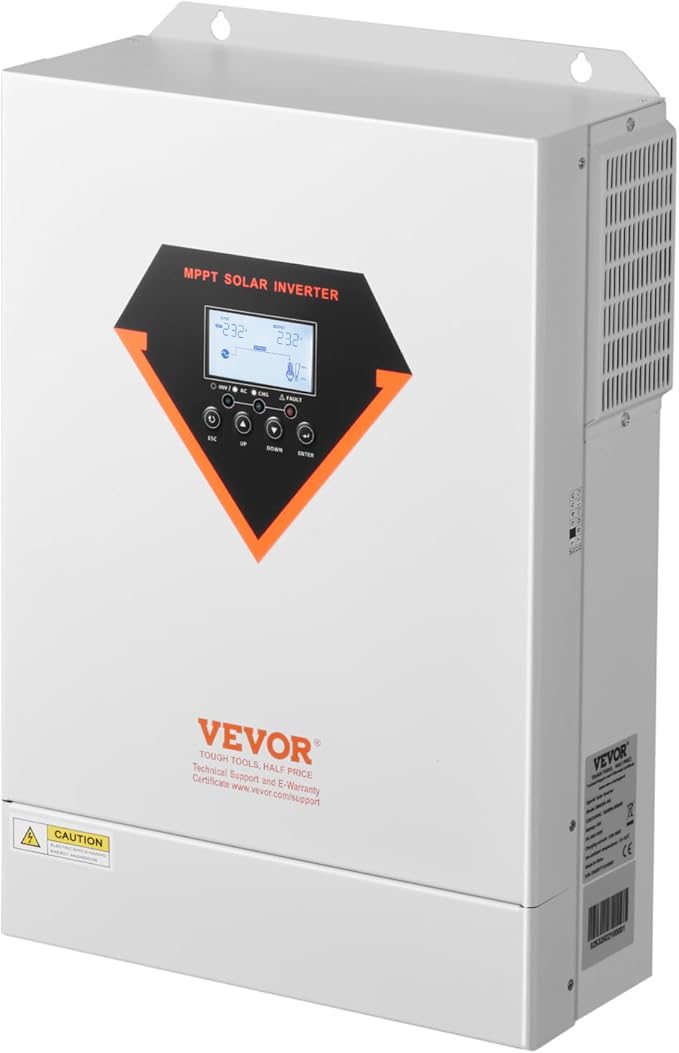VEVOR Hybrid Solar Inverter 6000W Single Phase Pure Sine Wave Power Inverter 48V DC to 220/230V AC with Built-in 120A MPPT Solar Charge Controller for Off-Grid System Lead Acid Lithium Battery