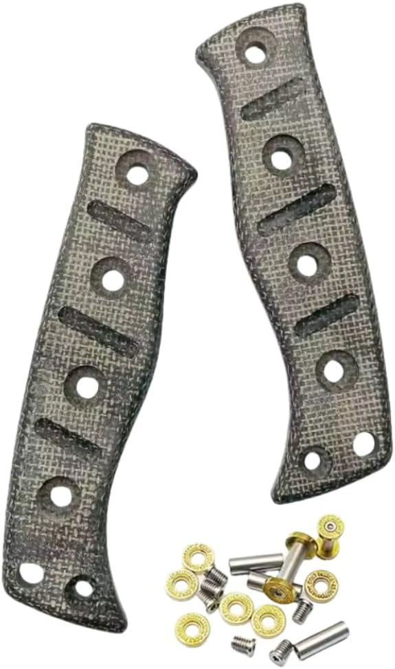 1 Pair Micarta Handle Scales Handles Patch DIY Tool Replacement Grips Fit for Benchmade Fixed Adamas 375(Screws Set Included) (Black)