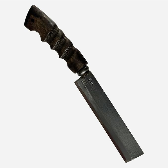 Japanese NATA Hatchet – Hand-Forged Steel &amp Iron Blade Using Traditional Swordsmithing Method | Black-Dyed Finish | Carved Wooden Handle | Leather case | Made in Japan