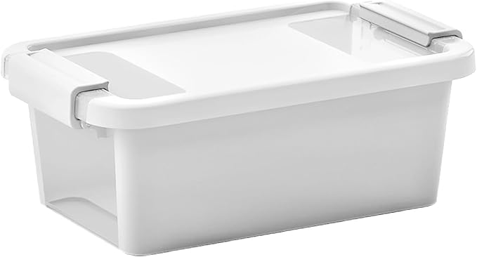 Curver Set of 4 VersaBox Plastic Organization and Storage Box with Secure Latching Lid White