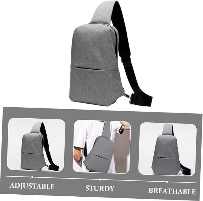 Strap Sling Backpack Men's Crossbody Bag Chest Bag for Hiking Cycling Camping Light Grey