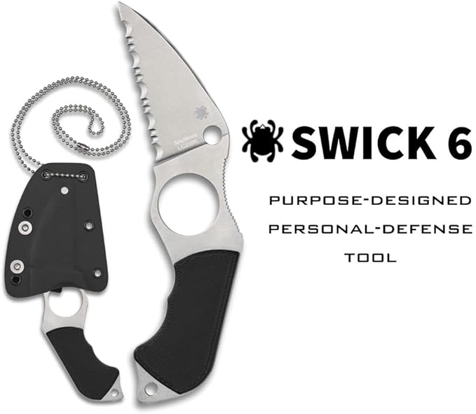 Spyderco Swick 6 Fixed Blade Knife with 2.7 LC200N Steel Blade and G-10 Handle - EDC Knife for Men and Women Perfect for Hunting Tactical Camping Survival Hiking - SpyderEdge - FB14S6