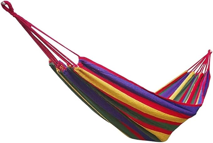 Portable Hammock Portable Swing Bed Double Hammock Cotton Fabric Travel Camping Hammocks for Outdoor Beach Garden Backyard for Backpacking Beach (Color : Rojo)