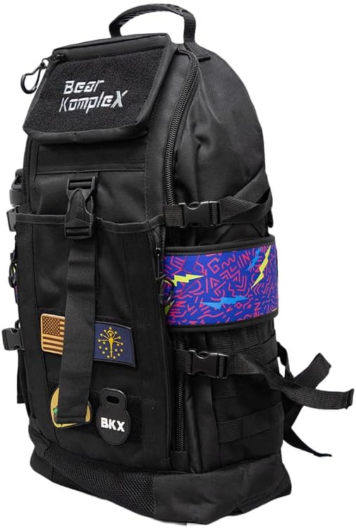 Bear KompleX Competition Tactical Backpack - Military Backpack Storage Organization Multiple Compartments Compression Straps MOLLE Webbing 1000 Denier Nylon Water Repellent Coating - 50L Black