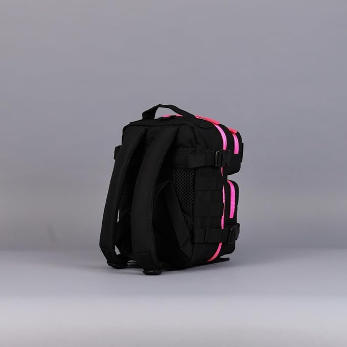 WOLFpak 9L Mini Tactical Backpack for Men &amp Women | Compact Small Everyday Carry Bag for Gym School Travel | Durable Water-Resistant Daypack with Molle System and Patch Panel (Black Neon Pink)