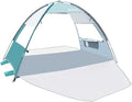 OutdoorMaster Beach Tent Sun Shelter with 2 Ventilated Doors UPF50+ Easy Setup Beach Tent Canopy for 3 Person Lightweight &amp Portable Family Beach Umbrellas for Sand with Carrying Bag-Cancun Seas