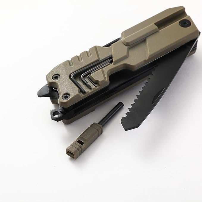 Multi Pocket Knife 22 in 1Survival Gear EDC Tools with Nylon Sheath Emergency Camping Hiking Hunting Gift for Men Women (Desert Gray)