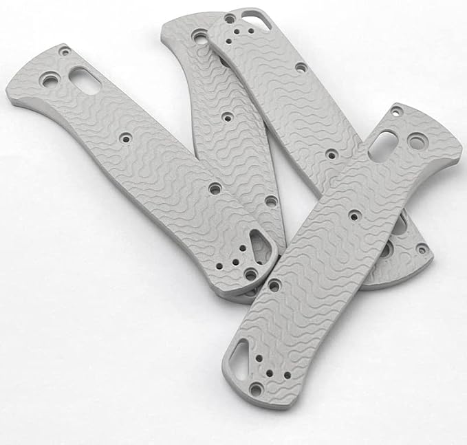 1 Pair Custom Aluminum Alloy Scales Fits for Bugout 535 CNC Non Slip Handle Patch with Stripe Pattern DIY Accessory