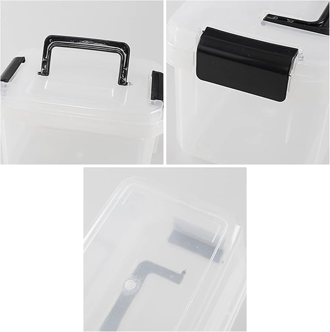 2 L Small Plastic Storage Bins with Lids Plastic Storage Boxes 6 Pack