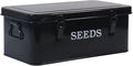 Seed Saving Box Metal Seed Bin Seed Storage Organizer Seed Packet Container with Lid Seed Envelope Storage Box 4 Compartments Garden Seed Bin with Safety Locks-Black