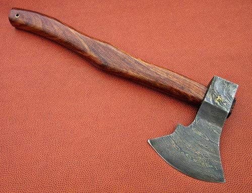 Axe Damascus Steel 15 Rose Wood Handle Axe/Hand Forged Woodsman Axe